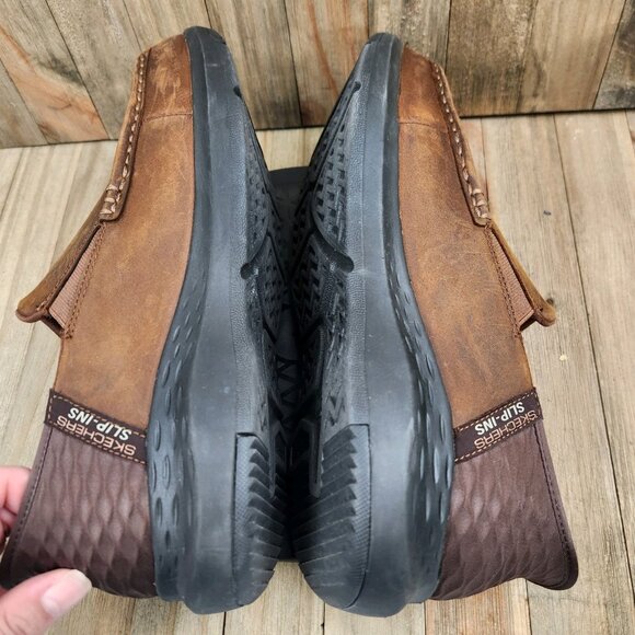 Mens Skechers Parson size 9.5 WW Wide Slip Ins Brown Casual Slip On Loafer Shoes - Picture 6 of 10